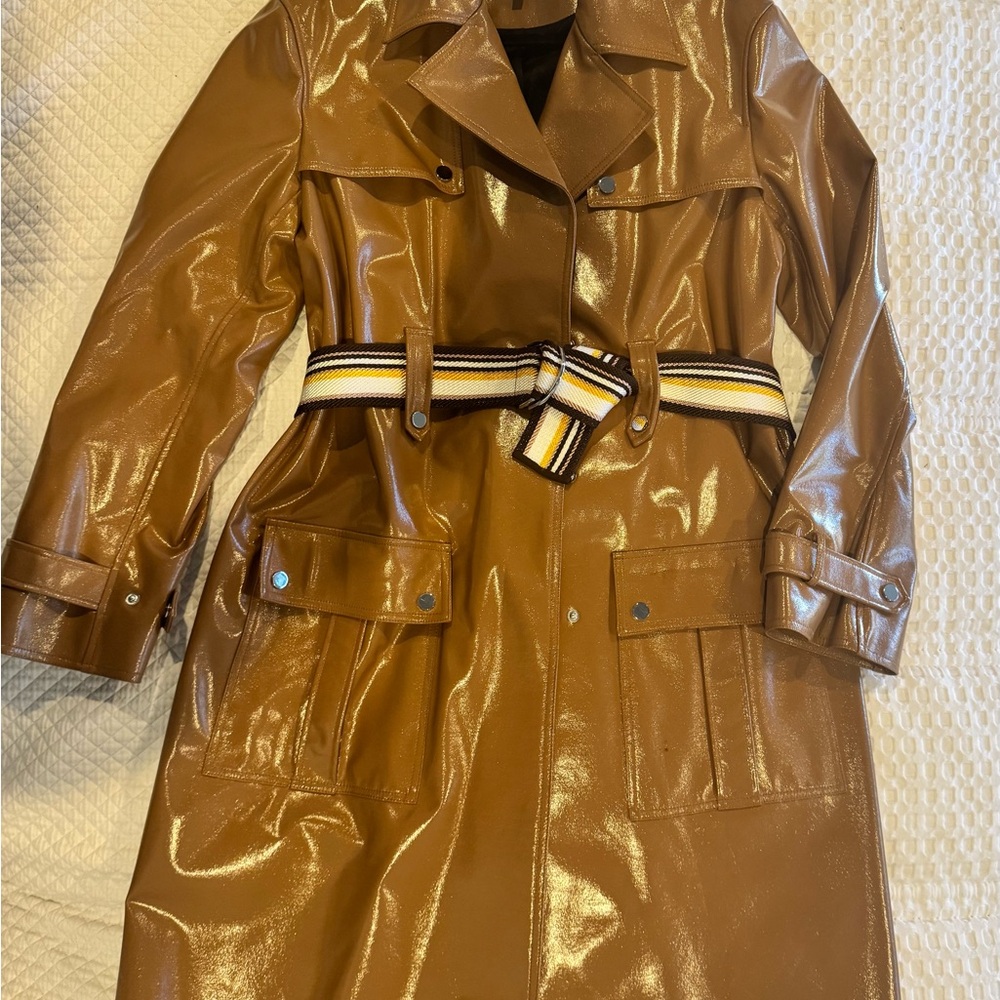 Diane Von Furstenberg Shiny Tan Trench Coat